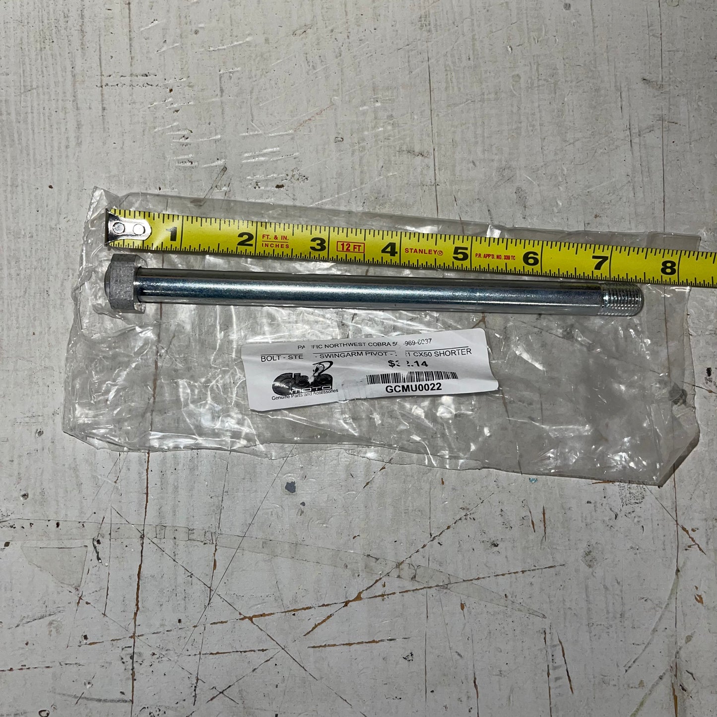 BOLT - STEEL - SWINGARM PIVOT - 2021 CX50 SHORTER SWING arm