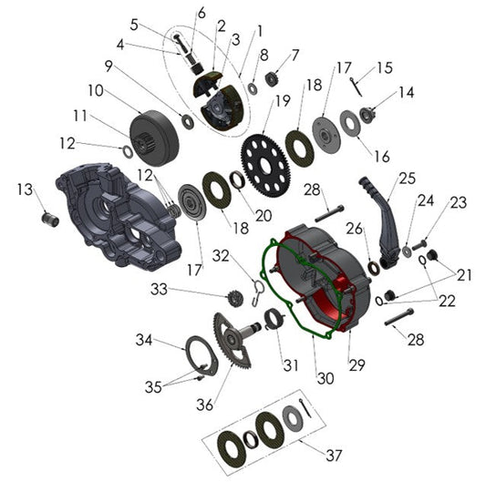 2025 Cobra CX50 SRx KING - ENGINE - CLUTCH & KICK LEVER