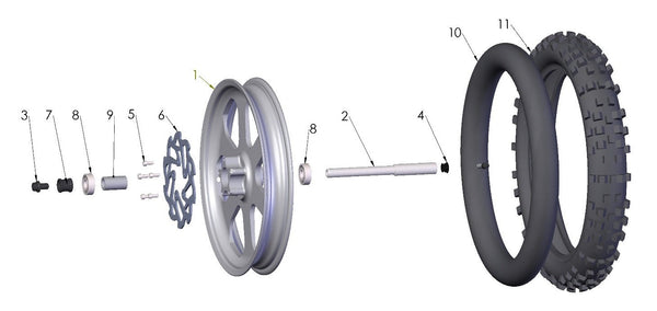 WHEEL ASSEMBLY - 10IN FRONT - HOLLOW AXLE - BLK — diagram reference