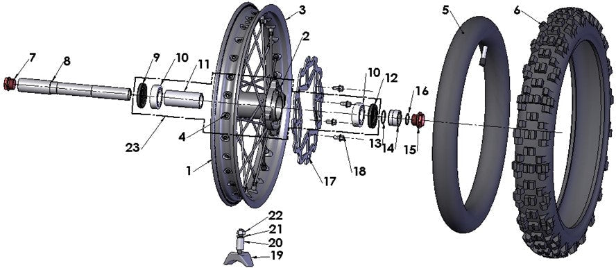 HUB - FRONT - 28 SPOKE - 2018 - 2022 — diagram reference