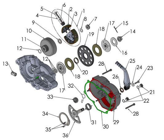 2019 Cobra CX50 FWE - ENGINE - CLUTCH & KICK LEVER