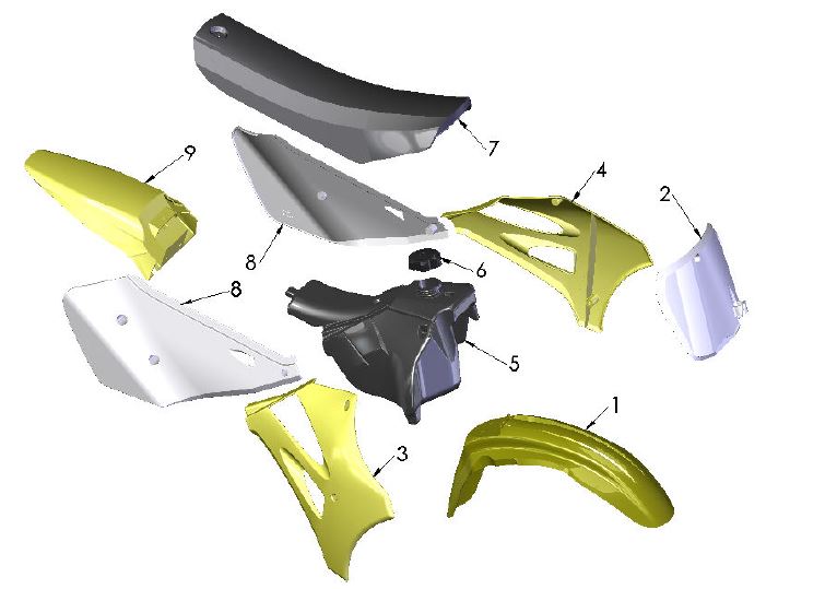 FENDER REAR - FLO YELLOW CX65 — diagram reference