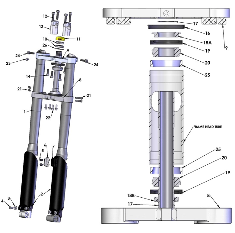 FORK SET COMPLETE - P3 - 32MM — diagram reference