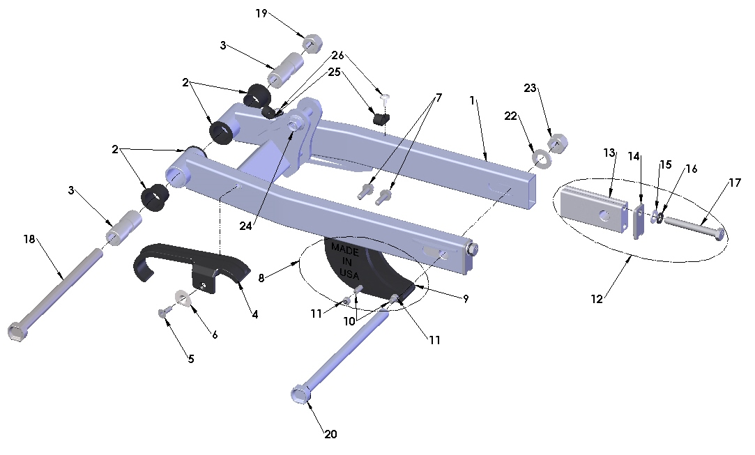 SWINGARM - BLACK - WELDED ASSY - CM/P3 2017 — diagram reference