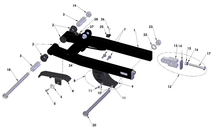 SWINGARM - WELDED ASSY - CX3E/CX50JR 2025 — diagram reference