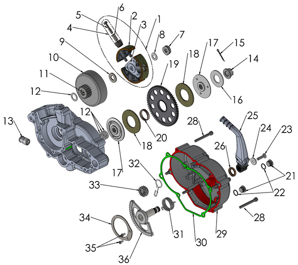 2023 Cobra CX50 JR - ENGINE - CLUTCH & KICK LEVER