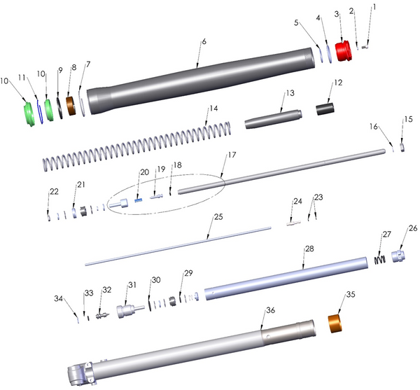 2022 Cobra CX50 JR - FORK - LEG ASSEMBLY - NON-BRAKE SIDE