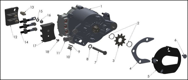 SUPERSEDED BY PART NUMBER JACEMU001B   R/B JACEMU002 MOTOR ASSEMBLY - BETTER CHAIN GUARD — diagram reference
