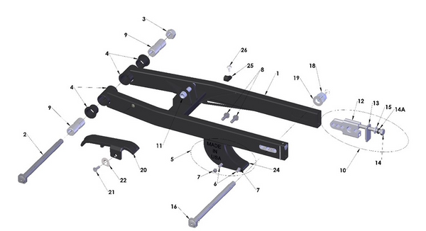 2022 Cobra CX50 SRX KING - SWINGARM ASSEMBLY