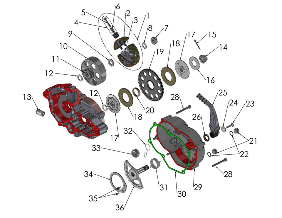 2017 Cobra CX50 FWE - ENGINE - CLUTCH & KICK LEVER
