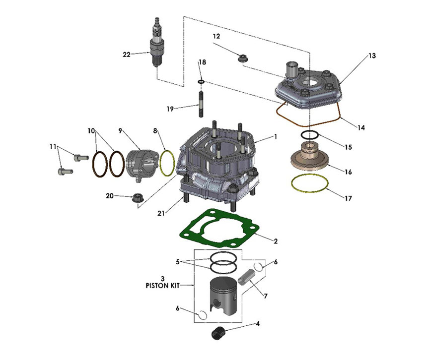 PISTON KIT-39MM NON-BRIDGED C — diagram reference