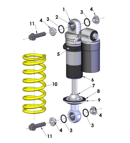 SPRING - SHOCK - JR E3 275 LB - RED — diagram reference