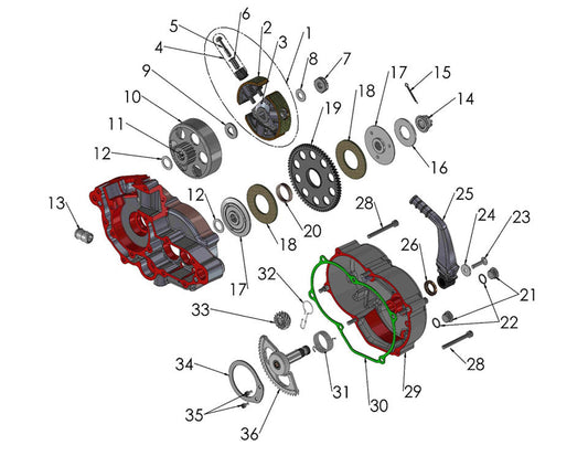 2017 Cobra CX50 JR - ENGINE - CLUTCH & KICK LEVER
