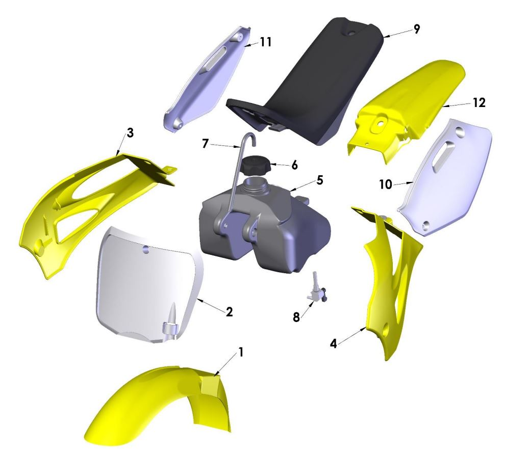 BODY KIT.  BODYWORK KIT - 2019 - JR/P3 - STANDARD WHITE & YELLOW — diagram reference