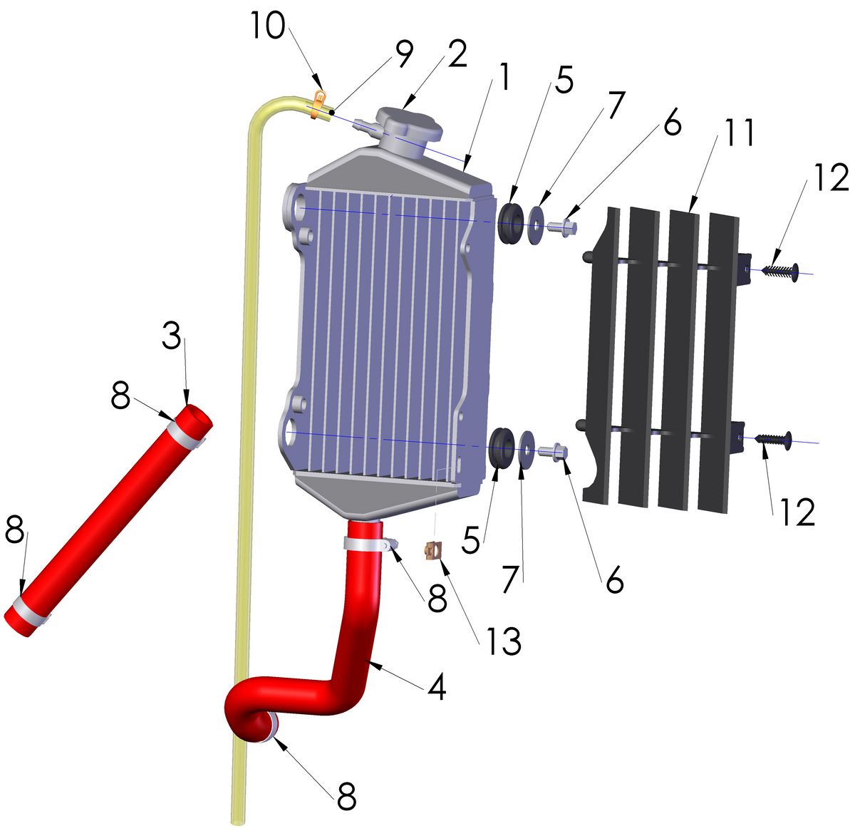 HOSE - RAD TOP - RED - KG 2018 & LATER — diagram reference