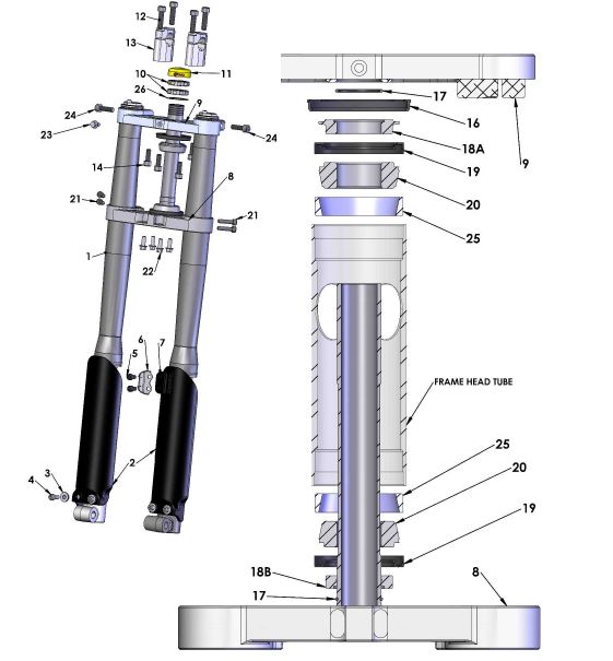 TRIPLE CLAMP BOTTOM ASSY JR/P3 - 32MM — diagram reference