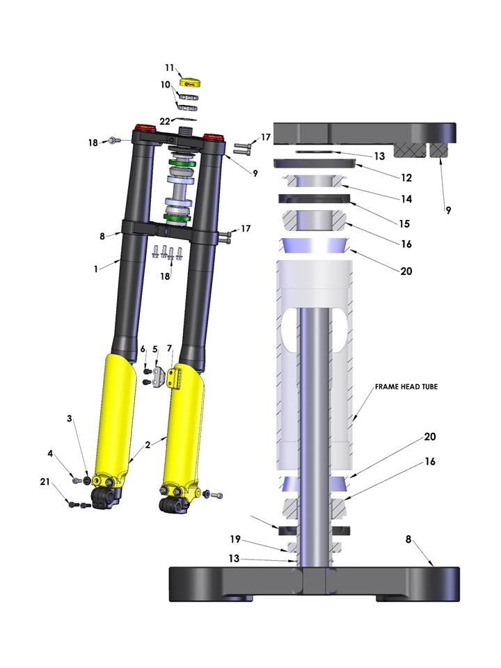 FORK SET COMPLETE - HOLLOW AXLE - FWE - 32MM — diagram reference