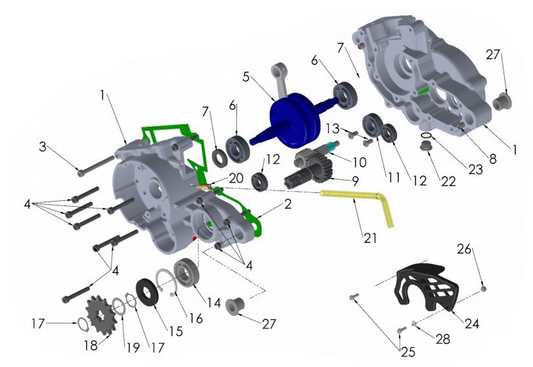 2019 Cobra CX50 JR - ENGINE - BOTTOM END & TRANSMISSION
