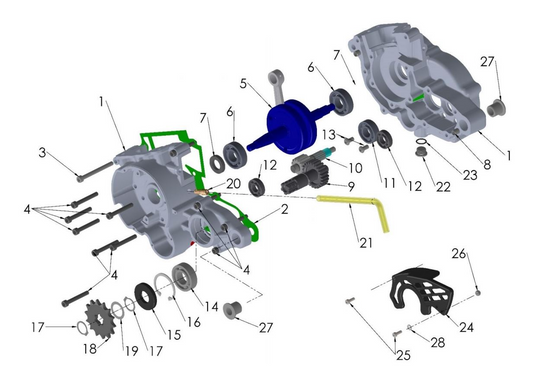 2021 Cobra CX50 SRx KING - ENGINE - BOTTOM END & TRANSMISSION