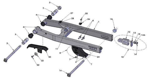 2020 Cobra CX50 KING - SWINGARM ASSEMBLY