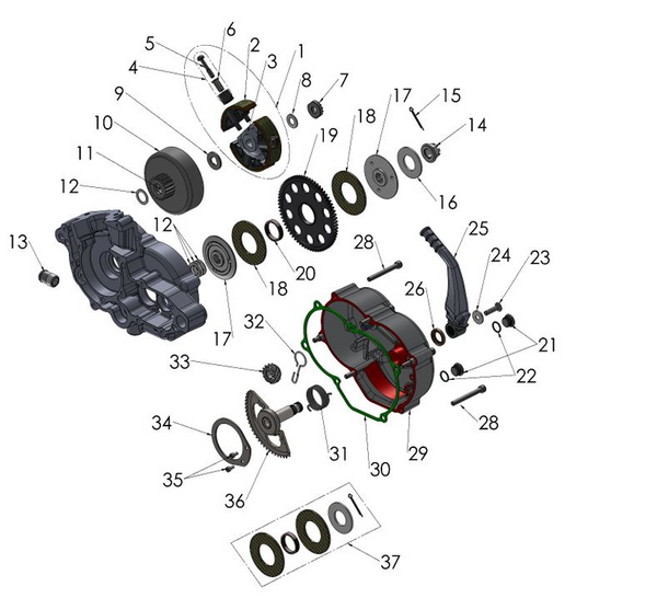 2021 Cobra CX50 SRX KING - ENGINE - CLUTCH & KICK LEVER
