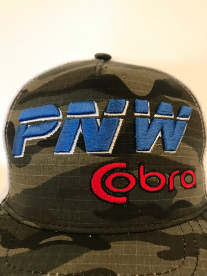Raised Logo Pacific Northwest Cobra Snap BackTrucker Hat PNWCobra CAMO Green