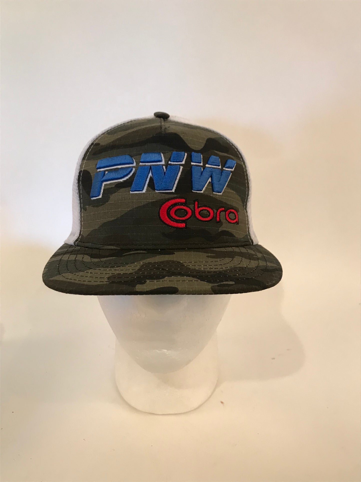 Raised Logo Pacific Northwest Cobra Snap BackTrucker Hat PNWCobra CAMO Green