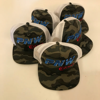 Raised Logo Pacific Northwest Cobra Snap BackTrucker Hat PNWCobra CAMO Green