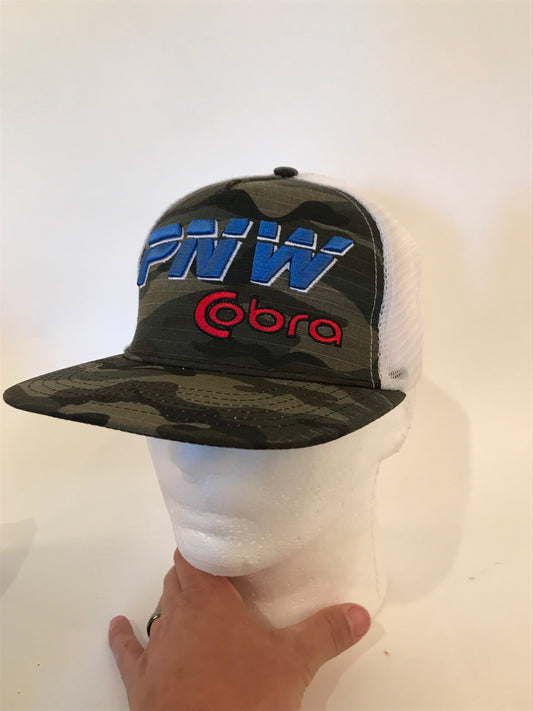 Raised Logo Pacific Northwest Cobra Snap BackTrucker Hat PNWCobra CAMO Green