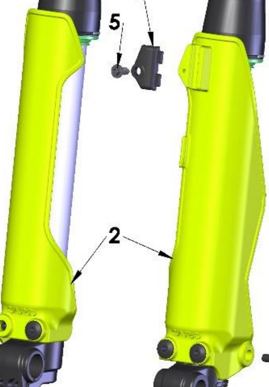 FORK GUARD - set - 2021 and newer cx50 50cc CX65 mega flo yellow